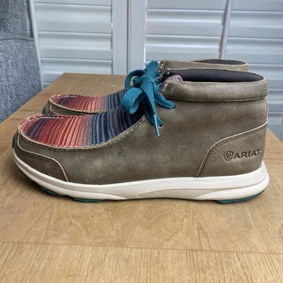 ARIAT SERAPE SPITFIRE BOOTS WOMENS ANKLE LEATHER CANVAS LACE UP SZ 8.5B Cowgirl - Picture 4 of 10